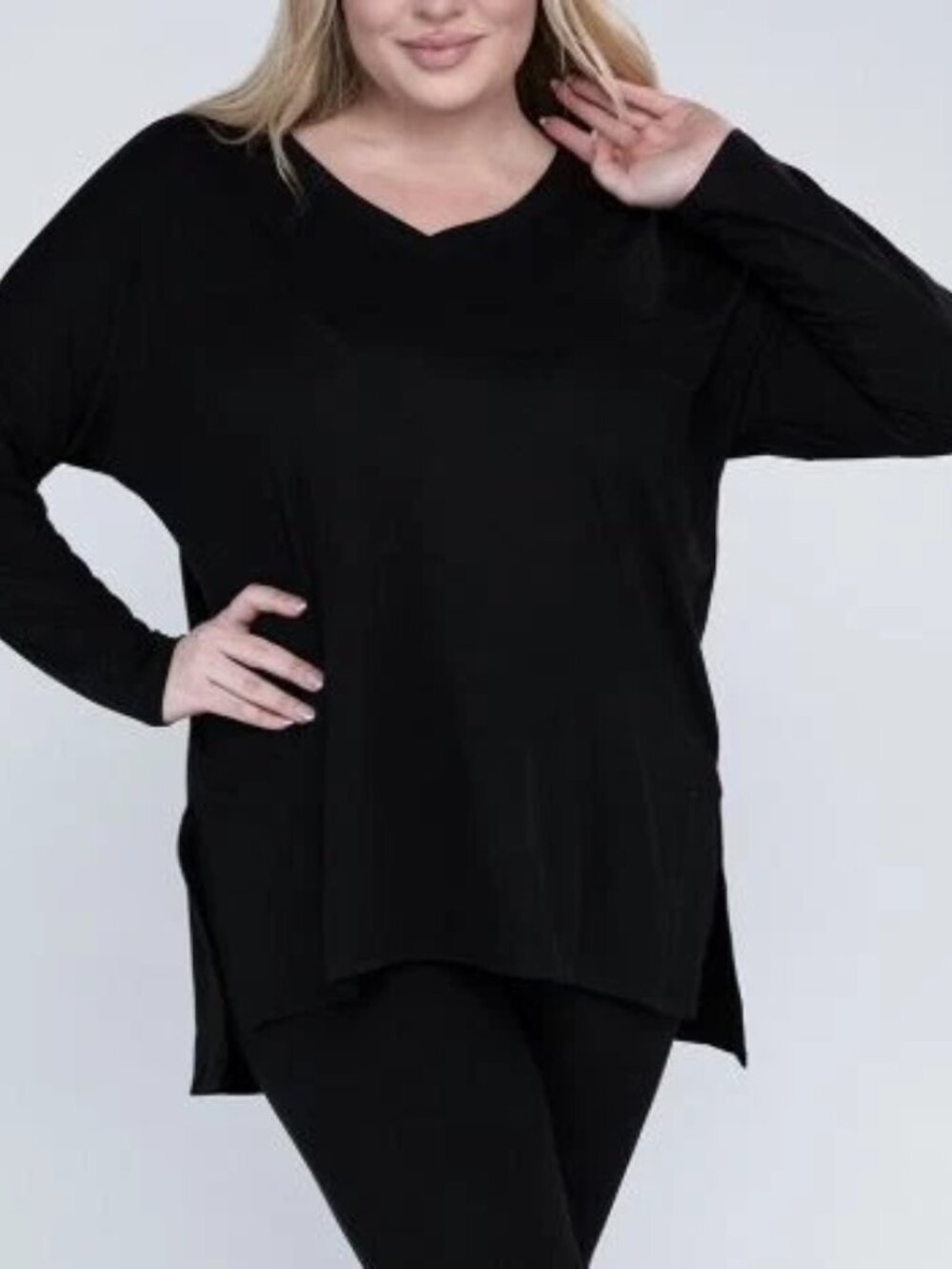 ZENANA Long Sleeve Buttery Soft V-Neck Top